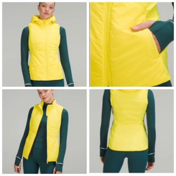 Lululemon Another Mile Vest Water Wind Repellent Stretch Full Zip Pockets Yellow - Picture 11 of 15